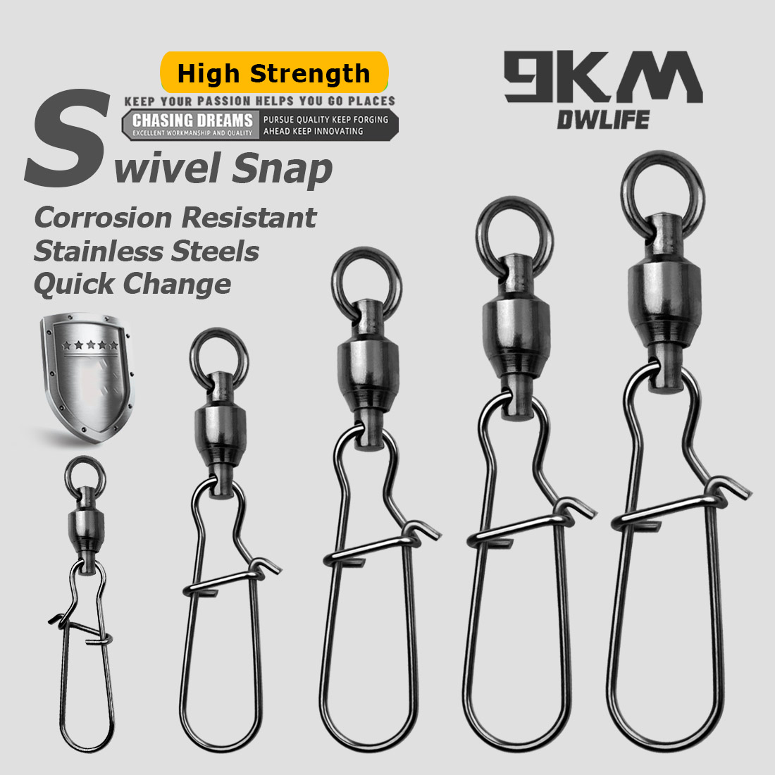 Saltwater Line - 9KM 10PCS Émerillons à roulement à